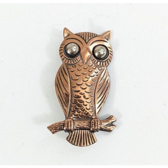 Owl Shaped Copper Bell Trading Post - Vintage - Picture 1 of 7